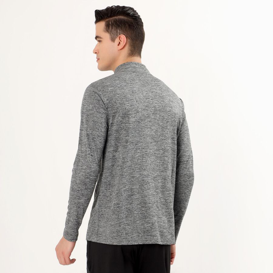 Men's Dark Grey Zip Neck Slim Fit Sweatshirt, Dark Grey, large image number null