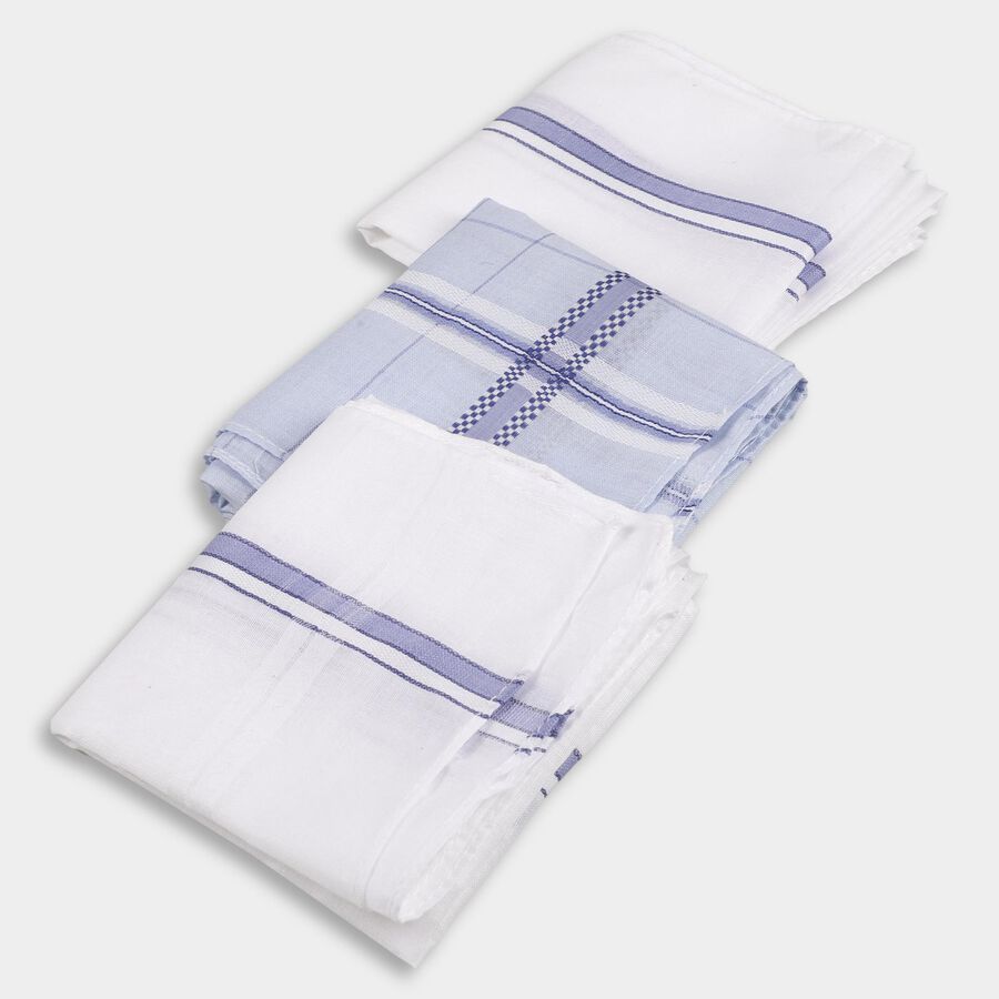 Men's White and Light Blue Handkerchief Classic Hanky, हल्का नीला, large image number null