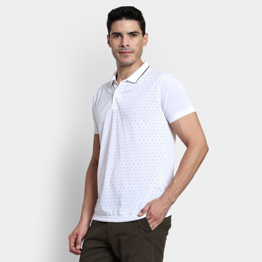 Men's Collared Half Sleeves T-Shirt, White, large image number null