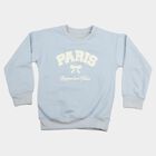 Girls' Light Blue Crew Neck Graphic Print Sweatshirt, Light Blue, small