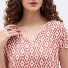Ladies' Muted Terracotta Red V-Neck Printed Kurta, Lilac, small image number null
