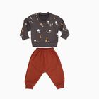 Infants' Dark Grey Round Neck Animal Print Baba Suit, Dark Grey, small image number null