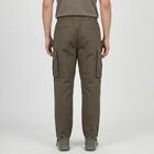 Men's Olive Green Slim Fit Casual Trousers, Olive, small