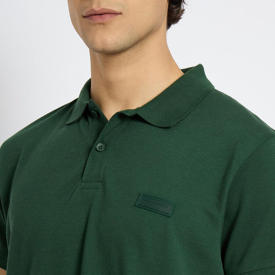 Men's Collared Half Sleeves T-Shirt, Dark Green, large image number null