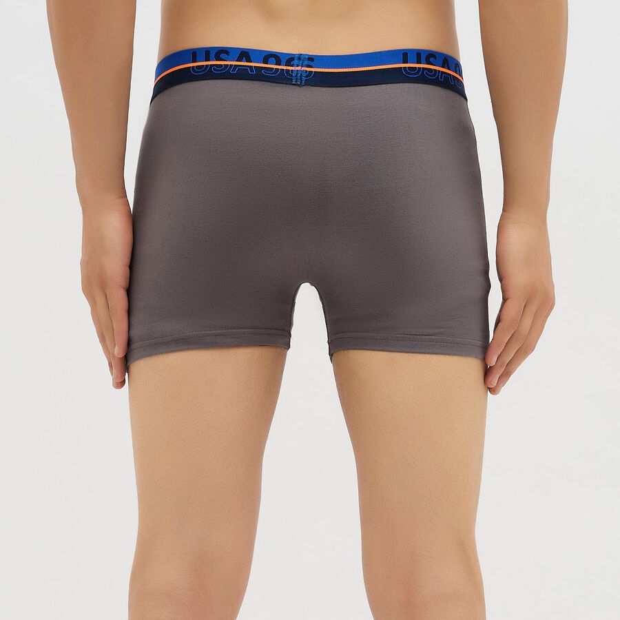 Men's Charcoal Gray Regular Fit Logo Waistband Trunks, Dark Grey, large image number null