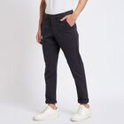 Men's 100% Cotton Slim Fit Casual Trousers , गहरा ग्रे, small