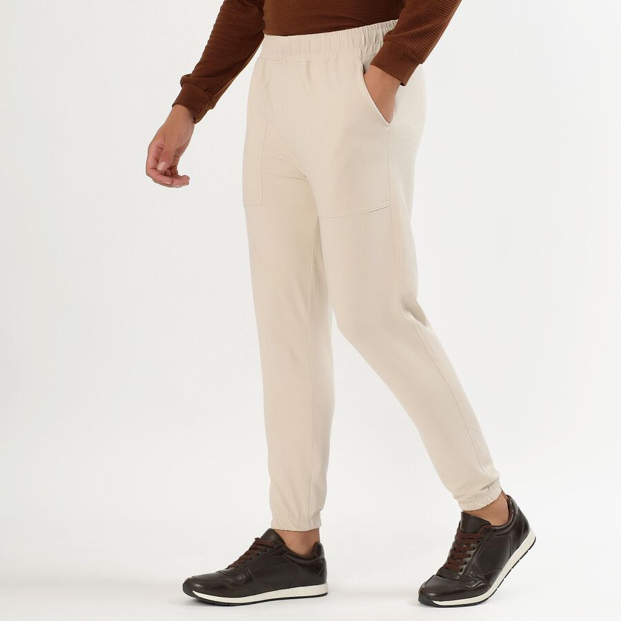 Men's Soft Beige Relaxed Fit Jogger Track Pants, Beige, large image number null