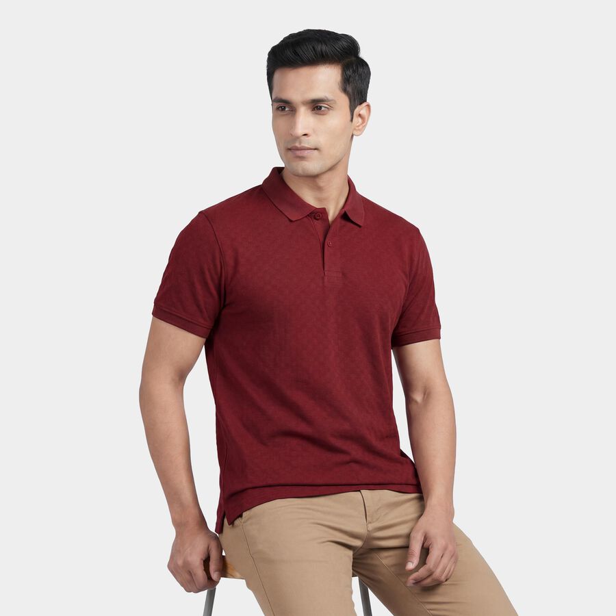 Men's Pink Polo Neck Classic Collared Half Sleeves T-Shirt, Light Pink, large