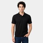 Men's Black Polo Neck Polo T-Shirt, काला, small