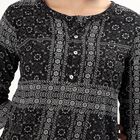 Women's Jet Black Round Neck Printed Kurti, Black, small image number null