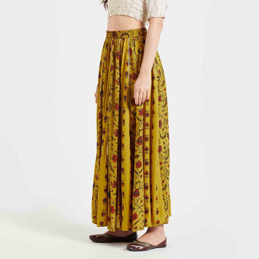Printed Lehenga Skirt, Mustard, large image number null