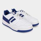 Men's Bright White and Deep Royal Blue Lace-Up Casual Sneakers, Blue, small