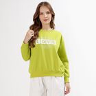 Women's Bright Lime Green Crew Neck Casual Sweatshirt, हल्का हरा, small image number null