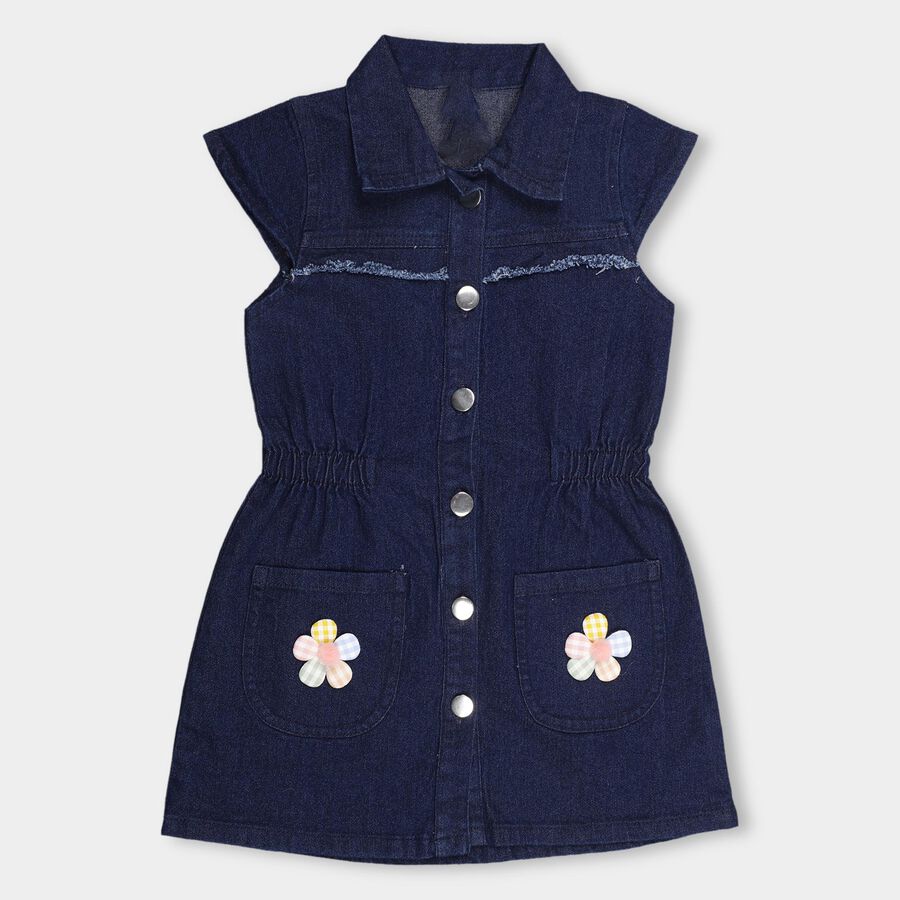 Girls' Frock , गहरा नीला, large image number null