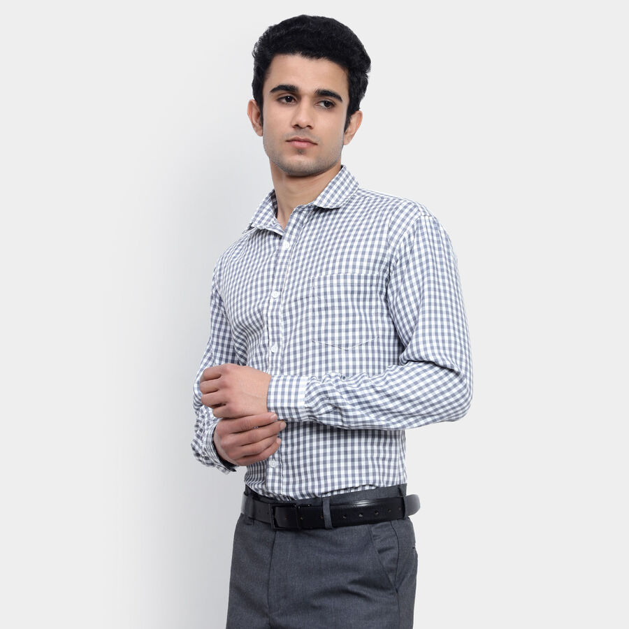 Checks Formal Shirt, Light Grey, large image number null