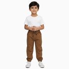 Boys' Light Beige Regular Fit Cotton Trousers, खाकी, small