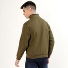 Men's Muted Olive Green High Neck Casual Bomber Jacket, Khaki, small image number null