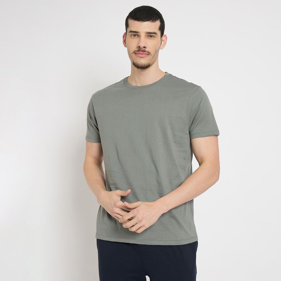 Men's 100% Cotton Round Neck Half Sleeves T-Shirt , Light Green, large image number null