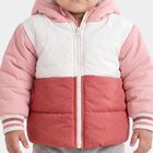 Infants Pink Hooded Puffer Jacket, हल्का गुलाबी, small