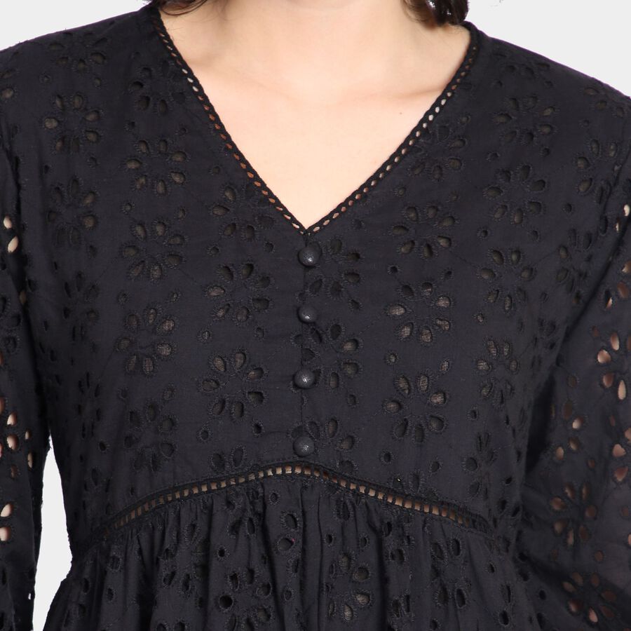 Ladies' 100% Cotton Dress, Black, large image number null