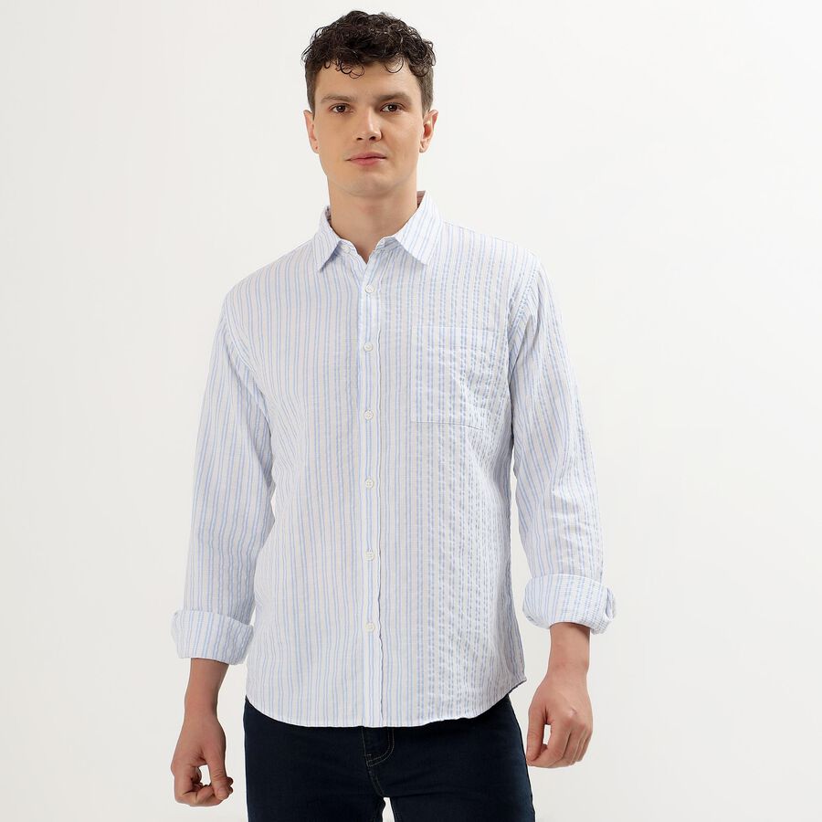 Men's Regular Collar Casual Shirt, White, large image number null