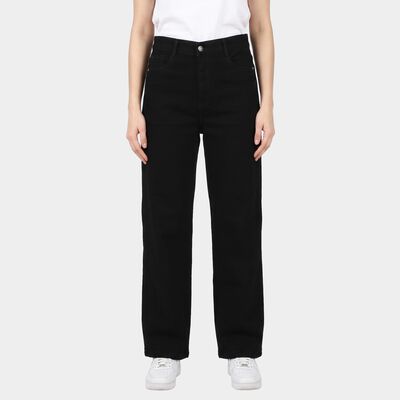 Women's Black Straight Fit Solid Jeans