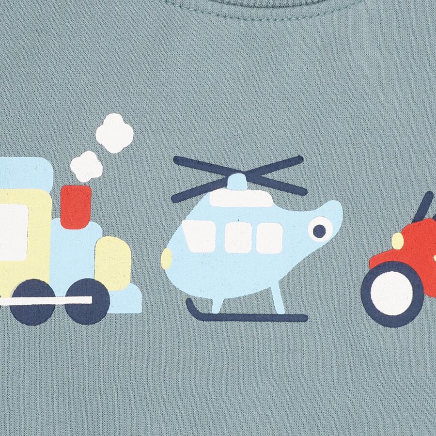 Infants Muted Steel Blue Crew Neck Casual Sweatshirt, टील ब्लू, large image number null