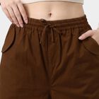 Women's Brown Wide Leg Drawstring Waist Jeans, भूरा, small