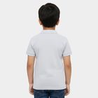 Boys' Light Blue Cotton Polo Neck Striped T-Shirt, हल्का नीला, small