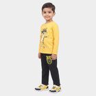 Boys Yellow Round Neck Graphic Print Baba Suit, Yellow, small