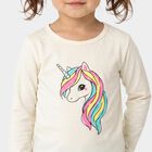 Girls Beige Round Neck Regular Top, Beige, small