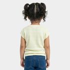 Girls Yellow Round Neck Casual T-Shirt, Yellow, small