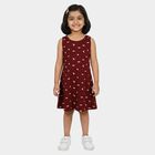 Girls' Wine A-Line Bunny Printed Sleeveless Frock, Wine, small