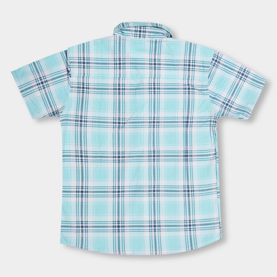 Boys' Light Aqua Cotton Regular Collar Casual Shirt, Light Green, large image number null