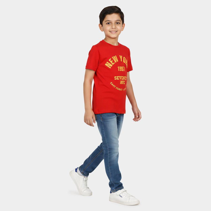 Boys' Half Sleeves T-Shirt, लाल, large