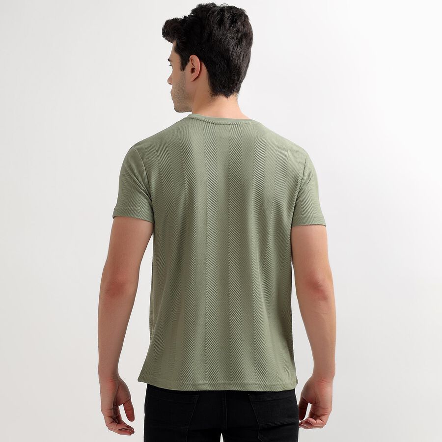 Men's Round Neck Half Sleeves T-Shirt, Dark Green, large image number null