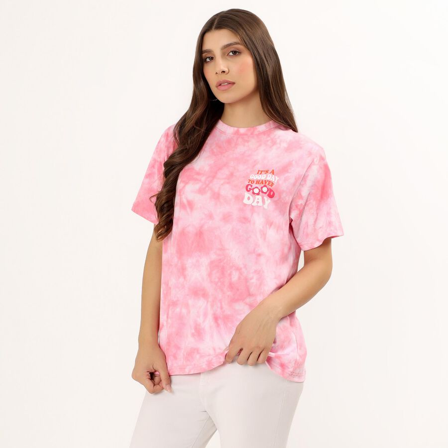 Ladies' 100% Cotton Round Neck T-Shirt , Pink, large image number null