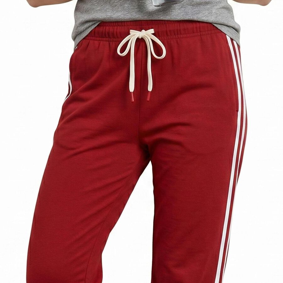 Women's Maroon Straight Fit Side-Striped Track Pants, Maroon, large