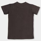 Boys' Dark Grey Cotton Round Neck Half Sleeve T-Shirt, Dark Grey, small