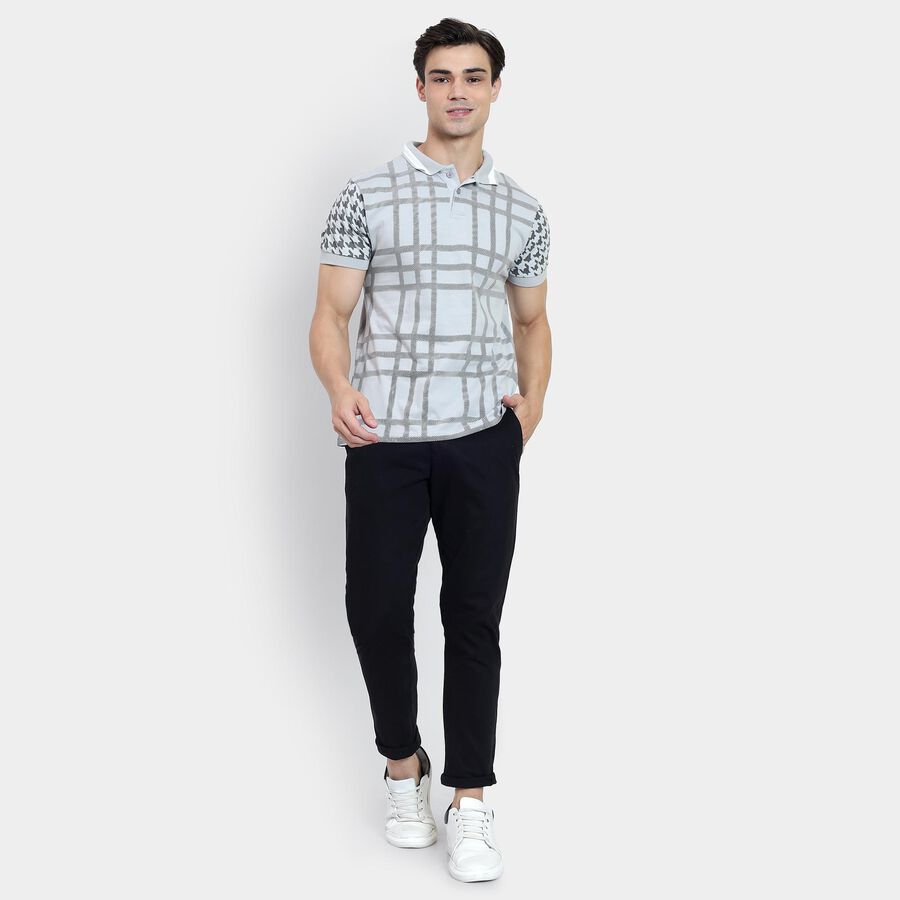 Men's 100% Cotton Collared Half Sleeves T-Shirt , Light Grey, large image number null