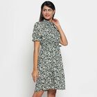 All Over Print Knee Length Dress, Dark Green, small image number null