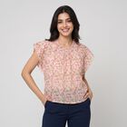 Women's Pink Round Neck Regular Top, गुलाबी, small