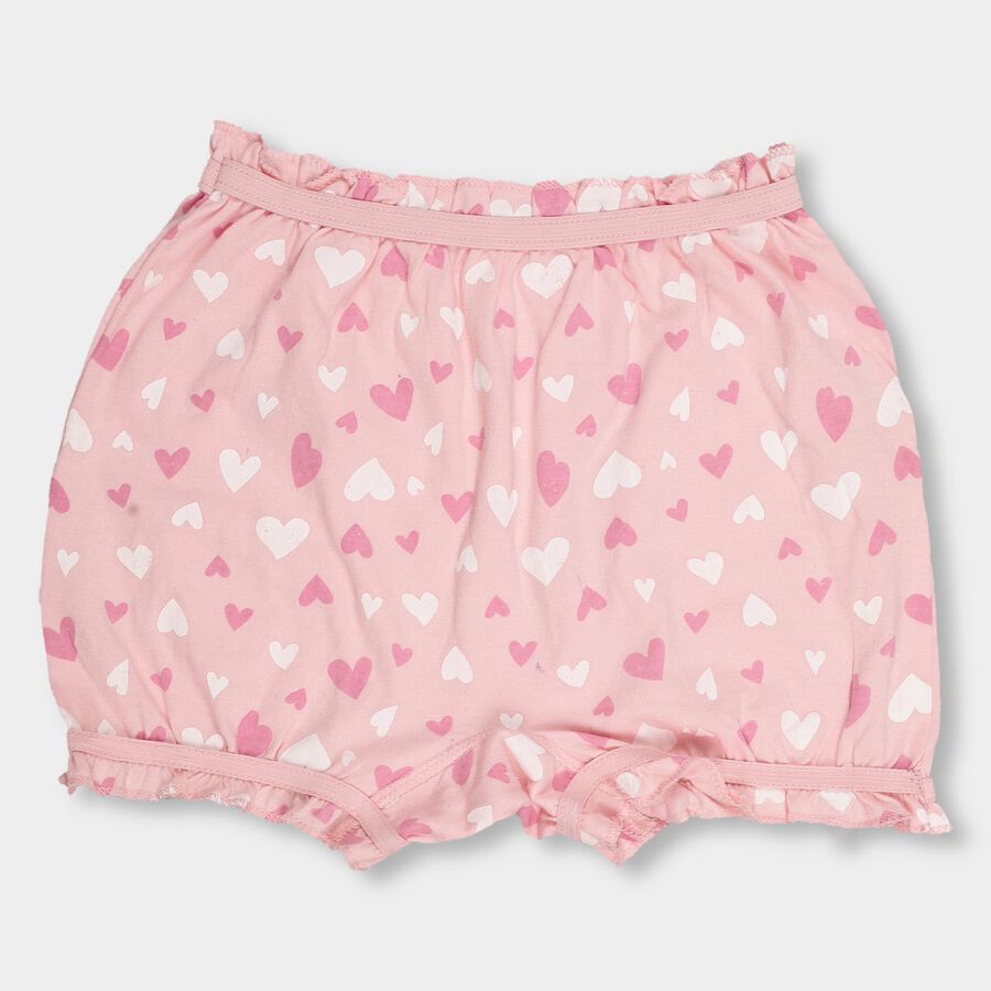 Girls' Soft Pink Regular Fit Ruffled Bloomers, Pink, large image number null