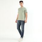 Men's Light Sage Green Cotton Round Neck Casual T-Shirt, Light Green, small
