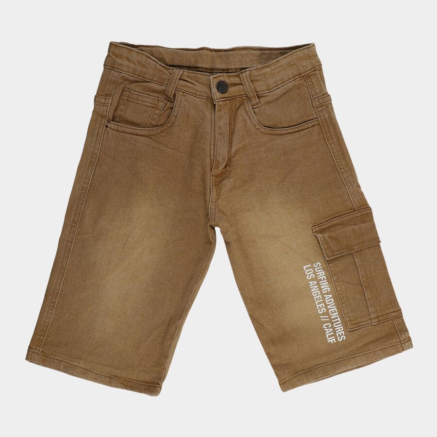 Boys' Khaki Regular Fit Casual Jamaican Shorts, खाकी, large