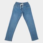 Boys' Light Blue Drawstring Jeans, Mid Blue, small