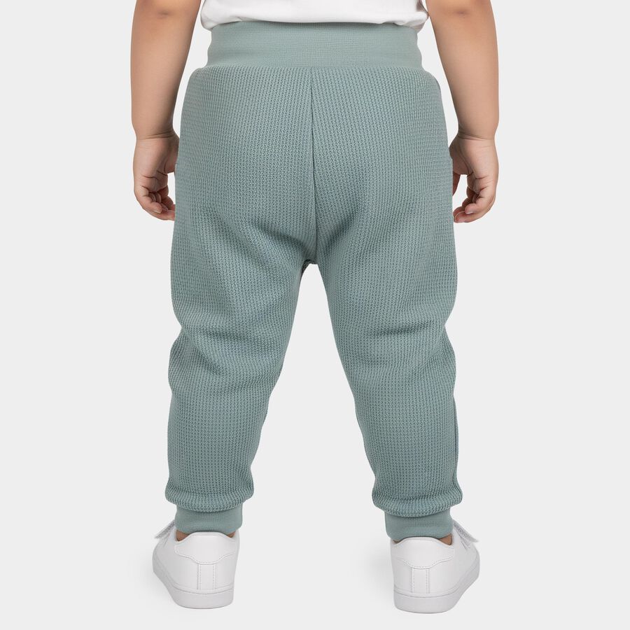 Infants Teal Jogger Waffle Knit Pyjama, टील ब्लू, large