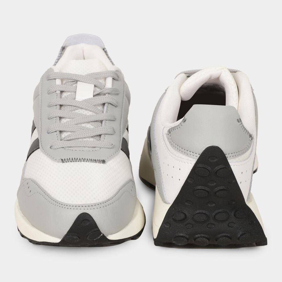 Men's Grey Lace-Up Sneakers, Grey, large