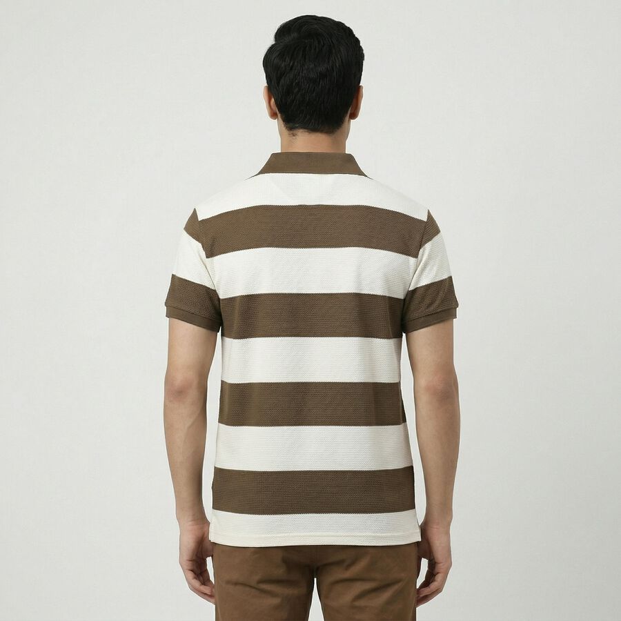 Men's Brown Polo Neck Classic T-Shirt, Brown, large