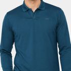 Men Teal Polo Neck Polo T-Shirt, Teal Blue, small